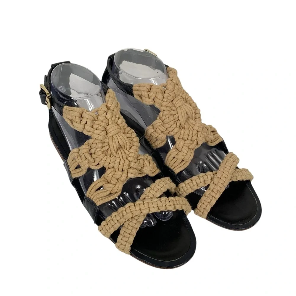 Tory Burch Jute Macrame Sandals (Beach Boho Festival Garden Hippie Indie Resort)
